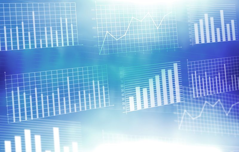 Abstrakte Visualisierung von Business Analytics mit sich überlappenden Diagrammen und Grafiken