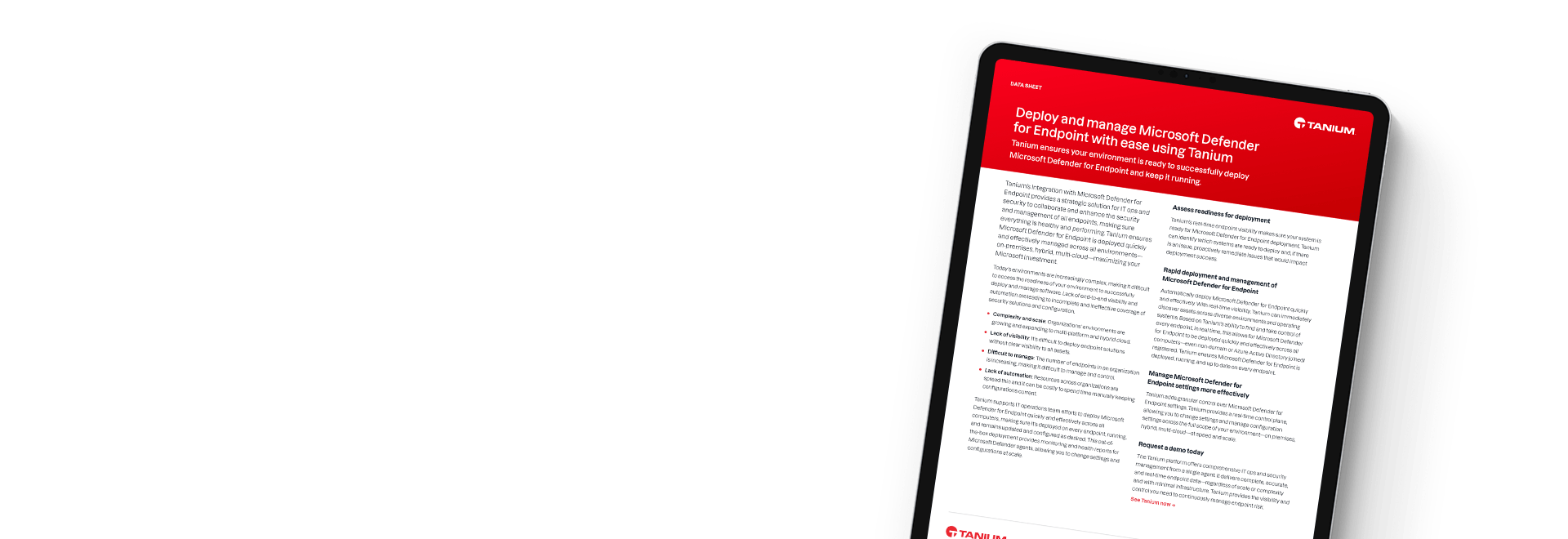 Datenblatt zur Integration von Microsoft Defender for Endpoint mit Tanium