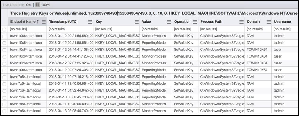 Tanium Trace-Registrierungsschlüssel, der die Erkennung einer Kompromittierung der Lieferkette von Notepad++ anzeigt