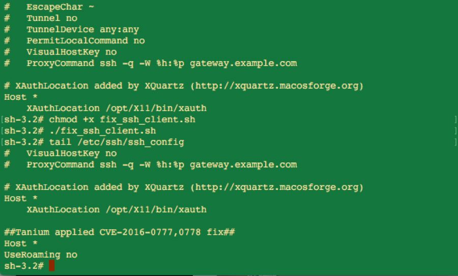 SSH-Konfigurationsdatei mit Einstellungen zur Behebung der OpenSSH-Sicherheitslücke und zur Konfiguration von XAuthorization