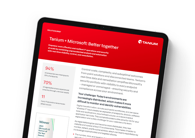 Bild für Mobilgeräte. Integrationskonzept für Tanium und Microsoft