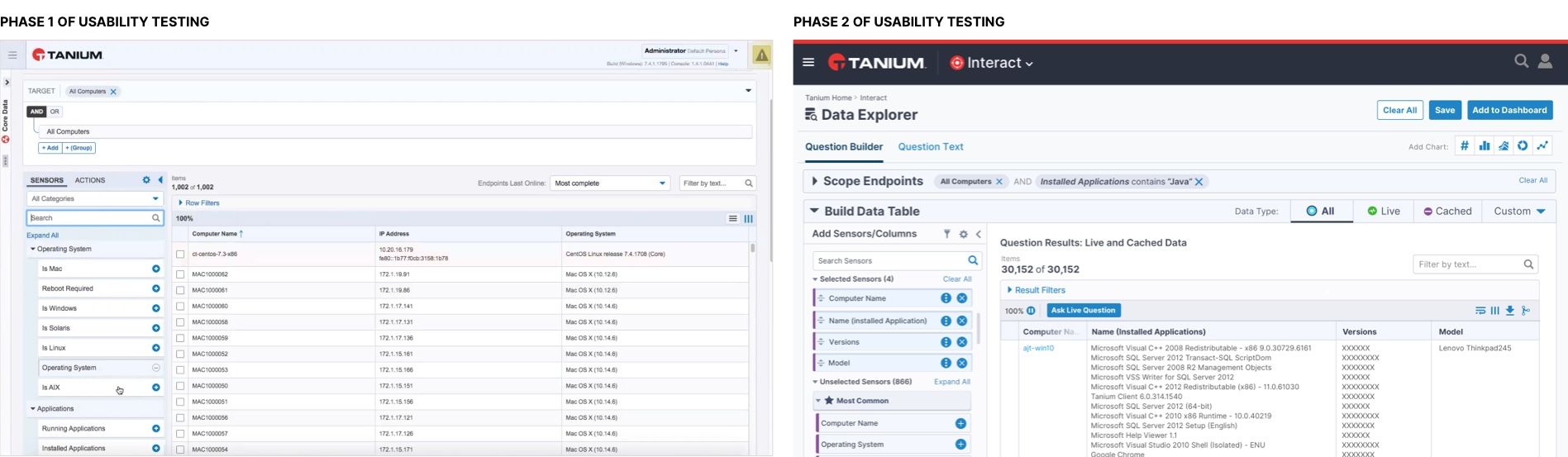 Screenshot der Phasen im Data Explorer