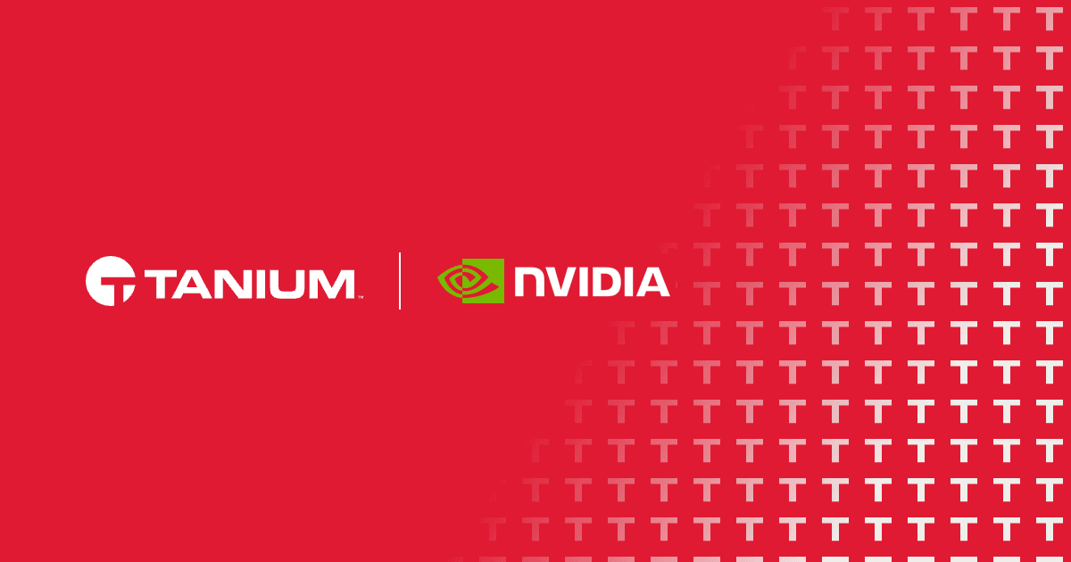 Tanium- und NVIDIA-Logos auf rotem Hintergrund
