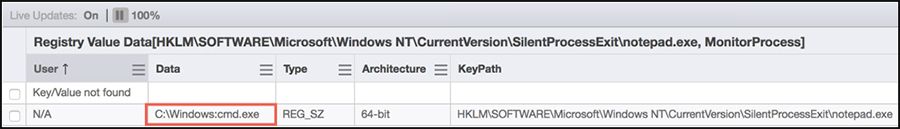 Screenshot der Registrierungswertdaten, der die Werte von Notepad++ zeigt