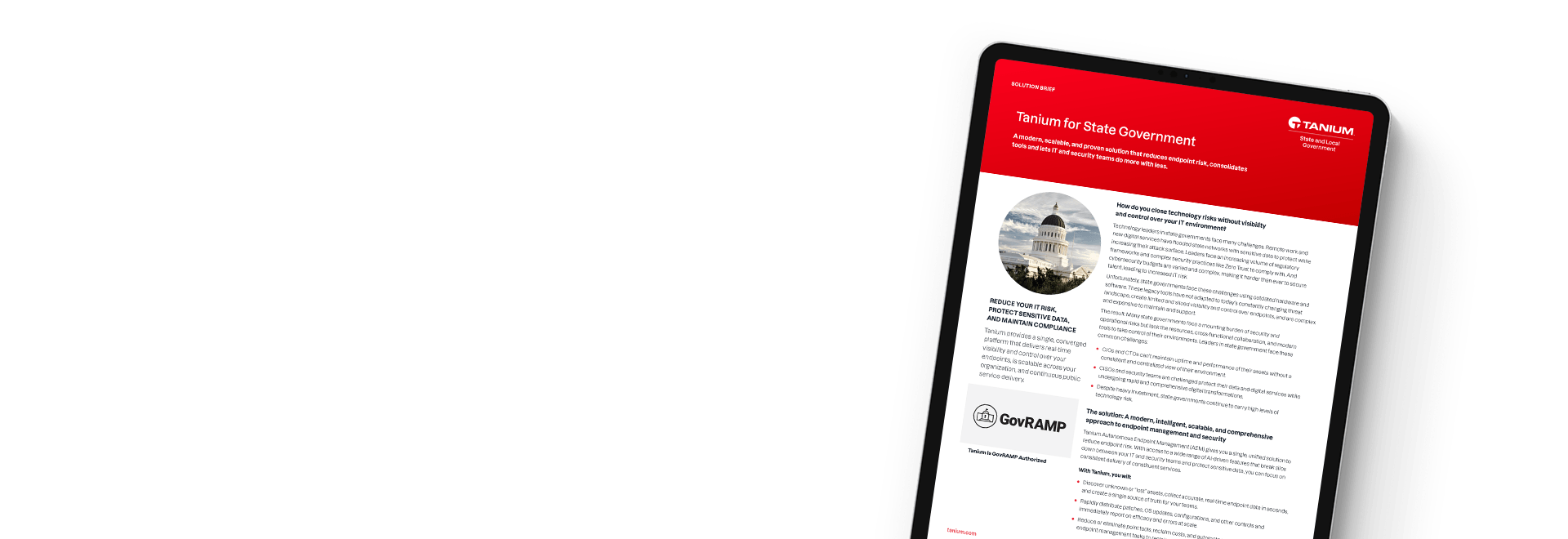 Tablet mit der Tanium-Lösung für Landesbehörden