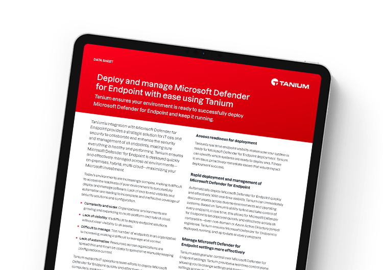 Microsoft Defender for Endpoint einfach bereitstellen und verwalten mit Tanium