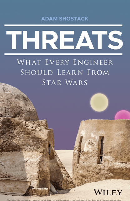 Hervorgehobenes Blog-Bild. Ein Buchcover für das Buch „THREATS“ mit einer Wüstenansicht aus dem Film „Star Wars“.