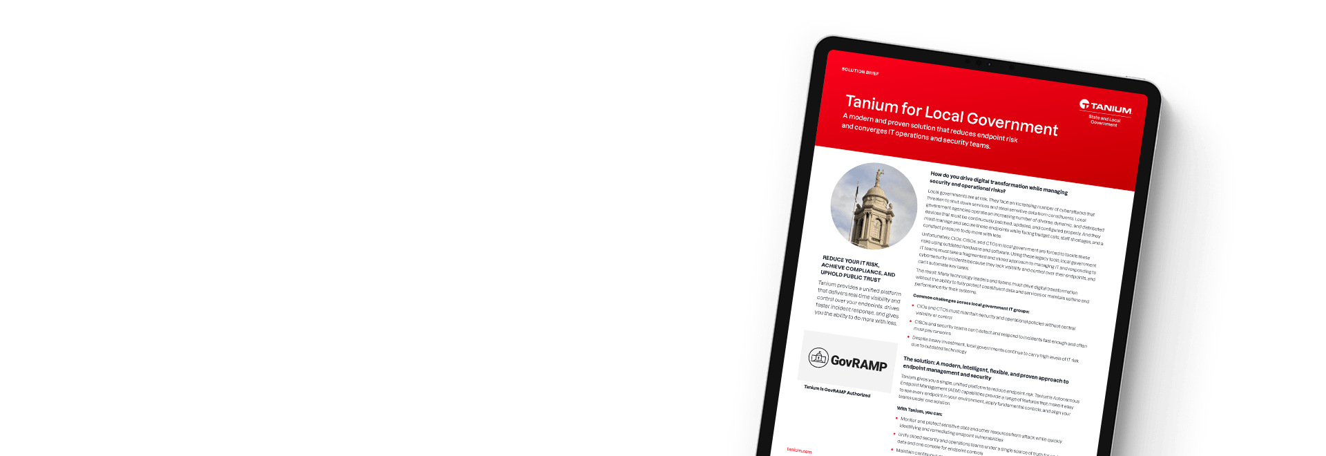 Tablet mit der Tanium-Lösung für Kommunalverwaltungen