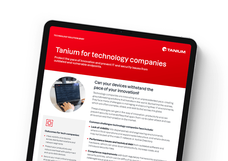 Bild für Mobilgeräte: Tanium für Technologieunternehmen – Branchenkurzprofil