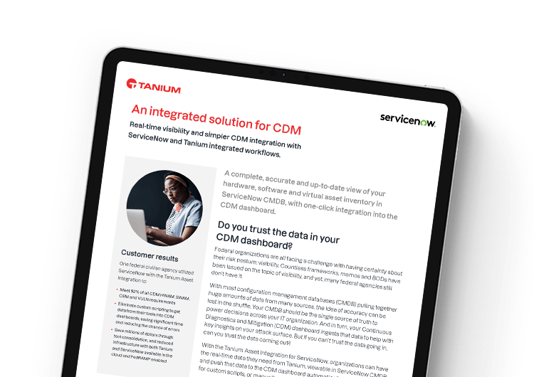 Mobiles Hauptbild: Tanium für ServiceNow CDM-Lösungsübersicht