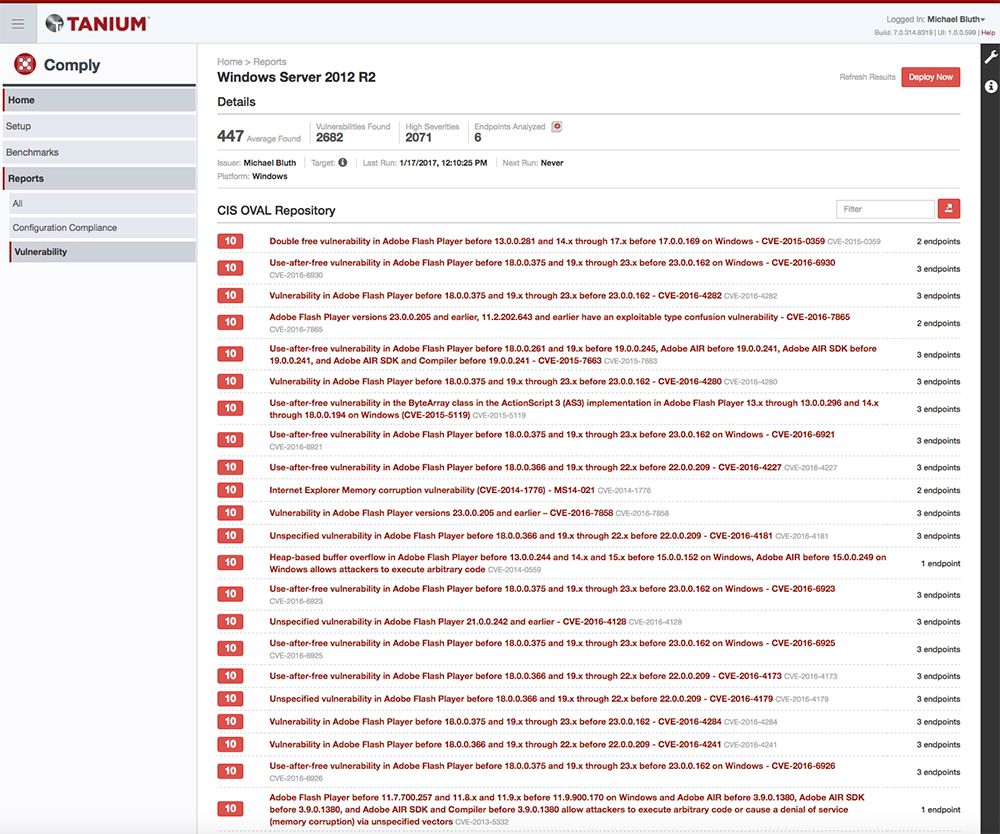 Tanium Comply-Sicherheitsbericht zu CIS-OWAL-Sicherheitslücken im Flash Player und deren Auswirkungen