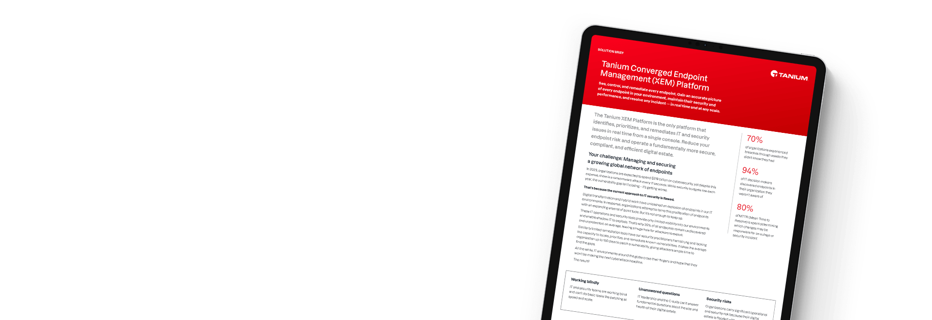 Tablet-Mockup der Lösungsübersicht zur „Converged Endpoint Management (XEM) Platform"