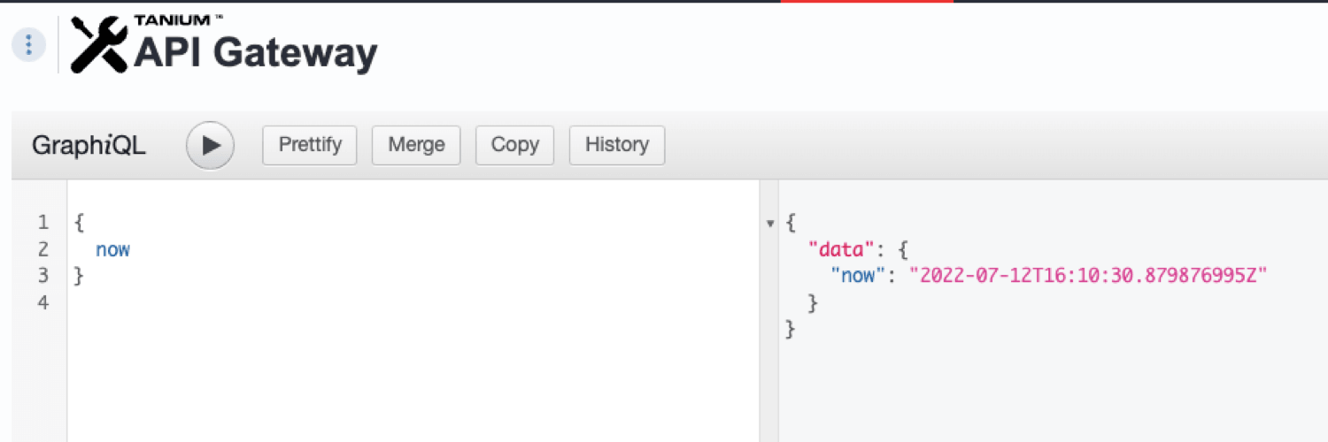 Screenshot 3: Durchführung einer einfachen GraphQL-Abfrage in der Tanium-Konsole
