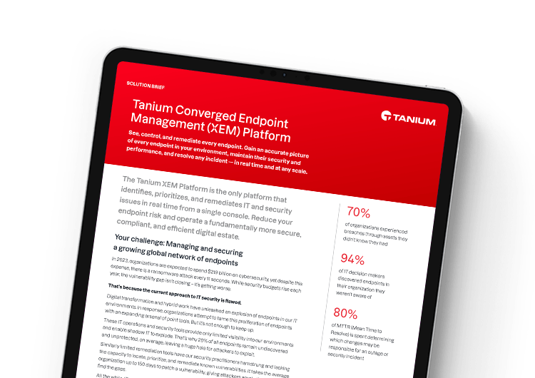 Mobile featured image. Tanium XEM platform solution brief