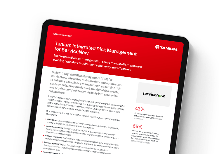 Mobiles Hauptbild: Tanium IRM für ServiceNow-Kurzübersicht