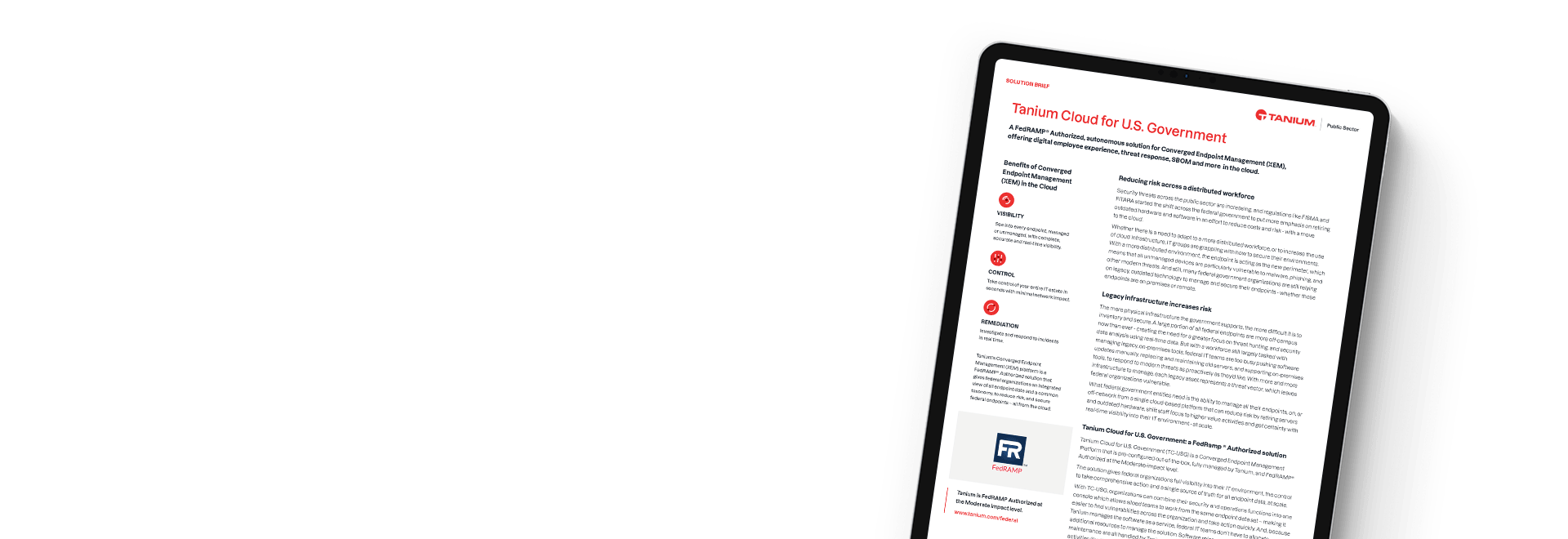 Tanium Live UI für ServiceNow-Datenblatt auf einem Tablet