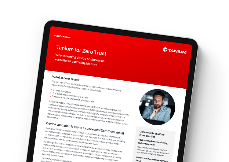 Bild für Mobilgeräte. Tanium für Zero Trust – Lösungskonzept