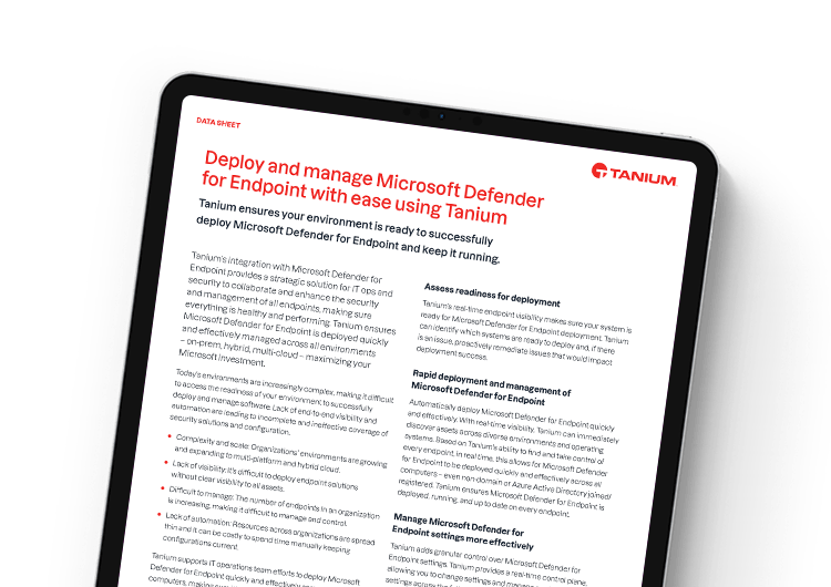 Microsoft Defender for Endpoint einfach bereitstellen und verwalten mit Tanium