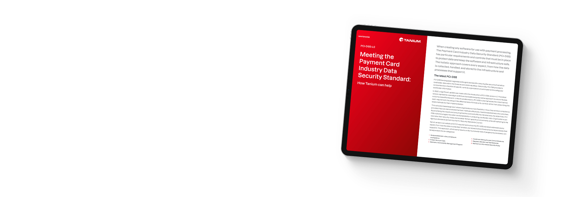 Tablet mit dem Tanium-Leitfaden zur PCI-DSS-Compliance-Checkliste
