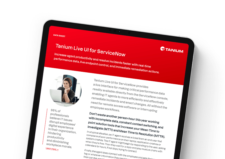 Mobiles Hauptbild: Tanium Live UI für ServiceNow