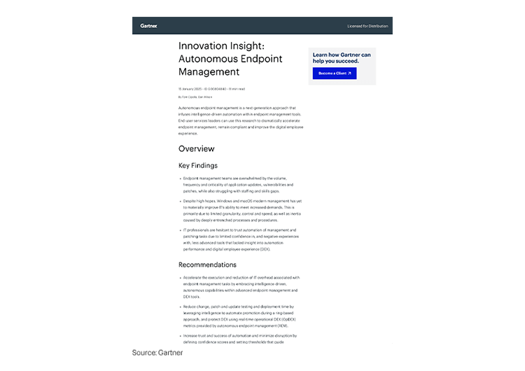 Bild für Mobilgeräte: Innovation Insight: Autonomous Endpoint Management