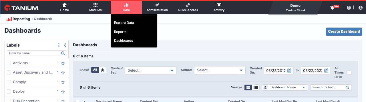 Screenshot zur Datennavigation