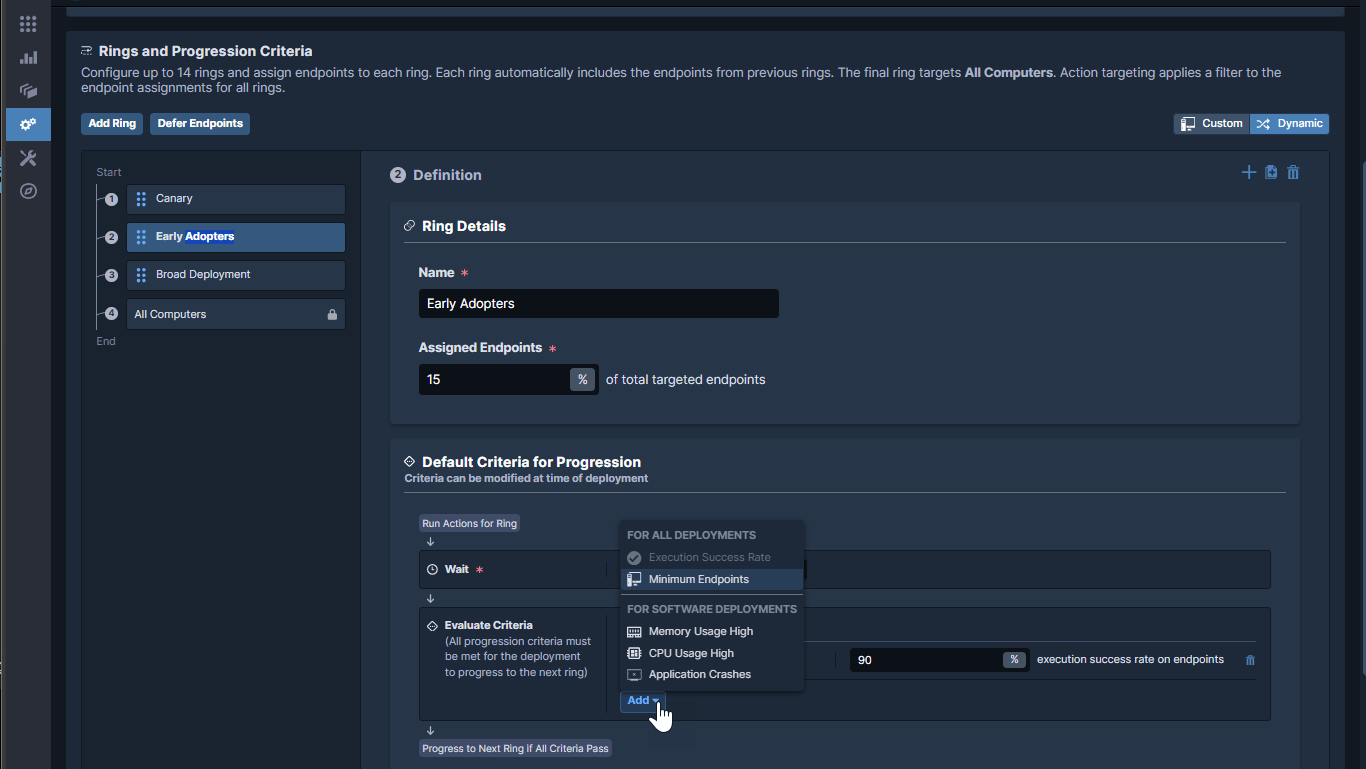 Ein Screenshot einer Tanium-Bereitstellungsplan-Vorlage
