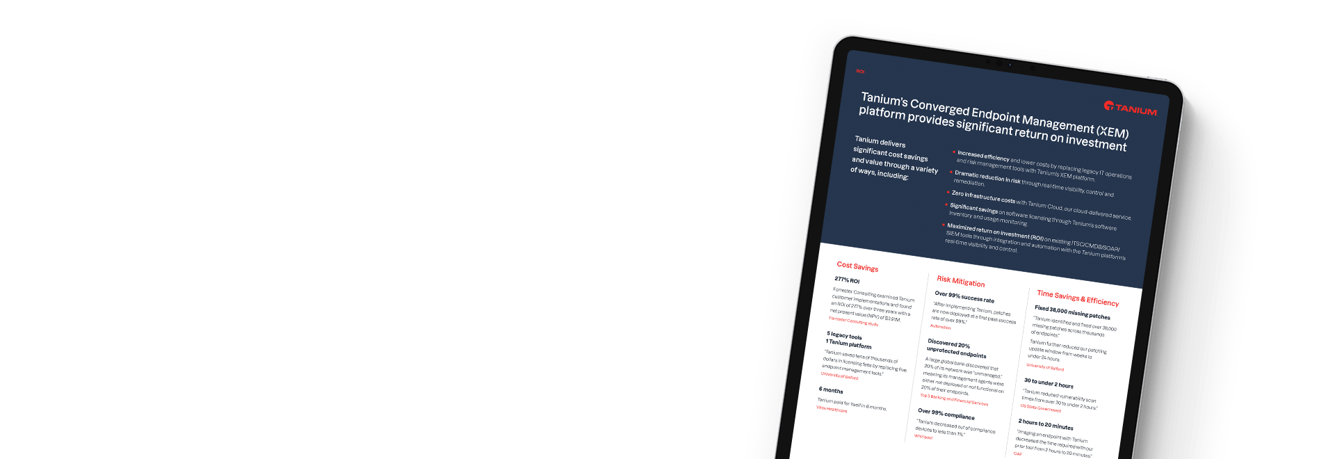 Tanium ROI-Rechner Herobild mit Verlaufshintergrund