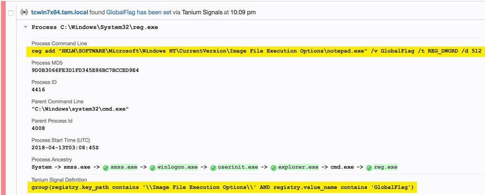 Tanium Trace demonstriert eine Technik zur Zusammenführung von Registrierungsstrukturen zur Gewährleistung der Persistenz