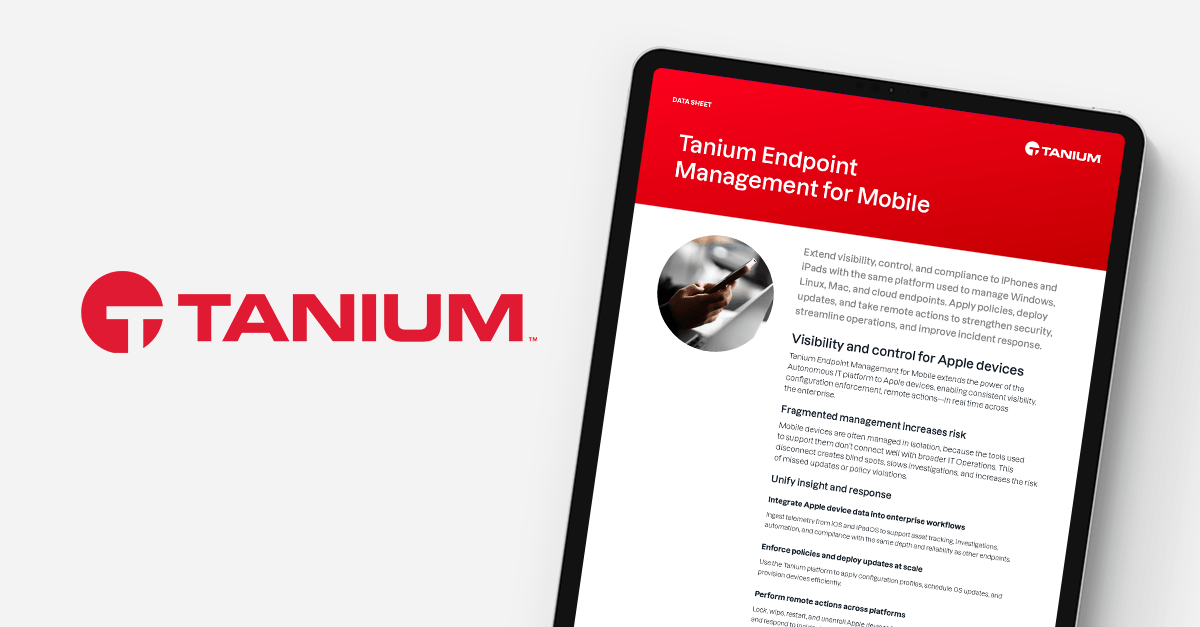 Vorgestelltes Metabild: Datenblatt Tanium Endpoint Management für Mobile