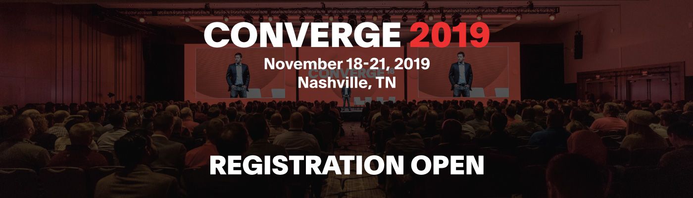 CONVERGE 2019 -Werbebanner mit den Konferenzterminen in Nashville