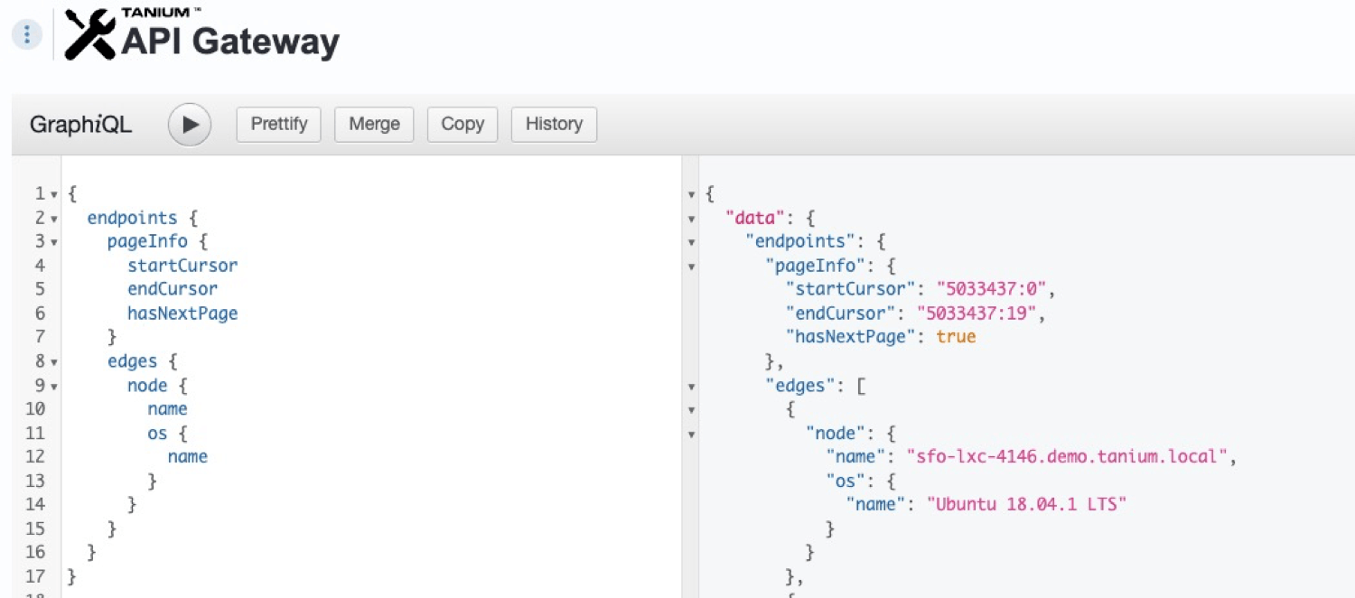 Screenshot 5: Aktivieren der „pageInfo“-Informationen in einer GraphQL-Abfrage