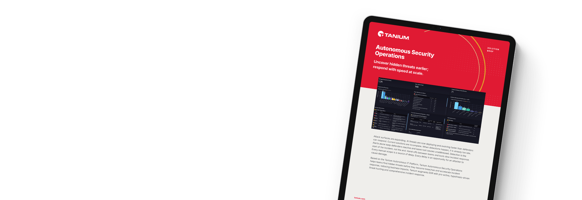 Tablet mit dem Lösungsüberblick zu Tanium Security Operations mit Bedrohungsreaktion